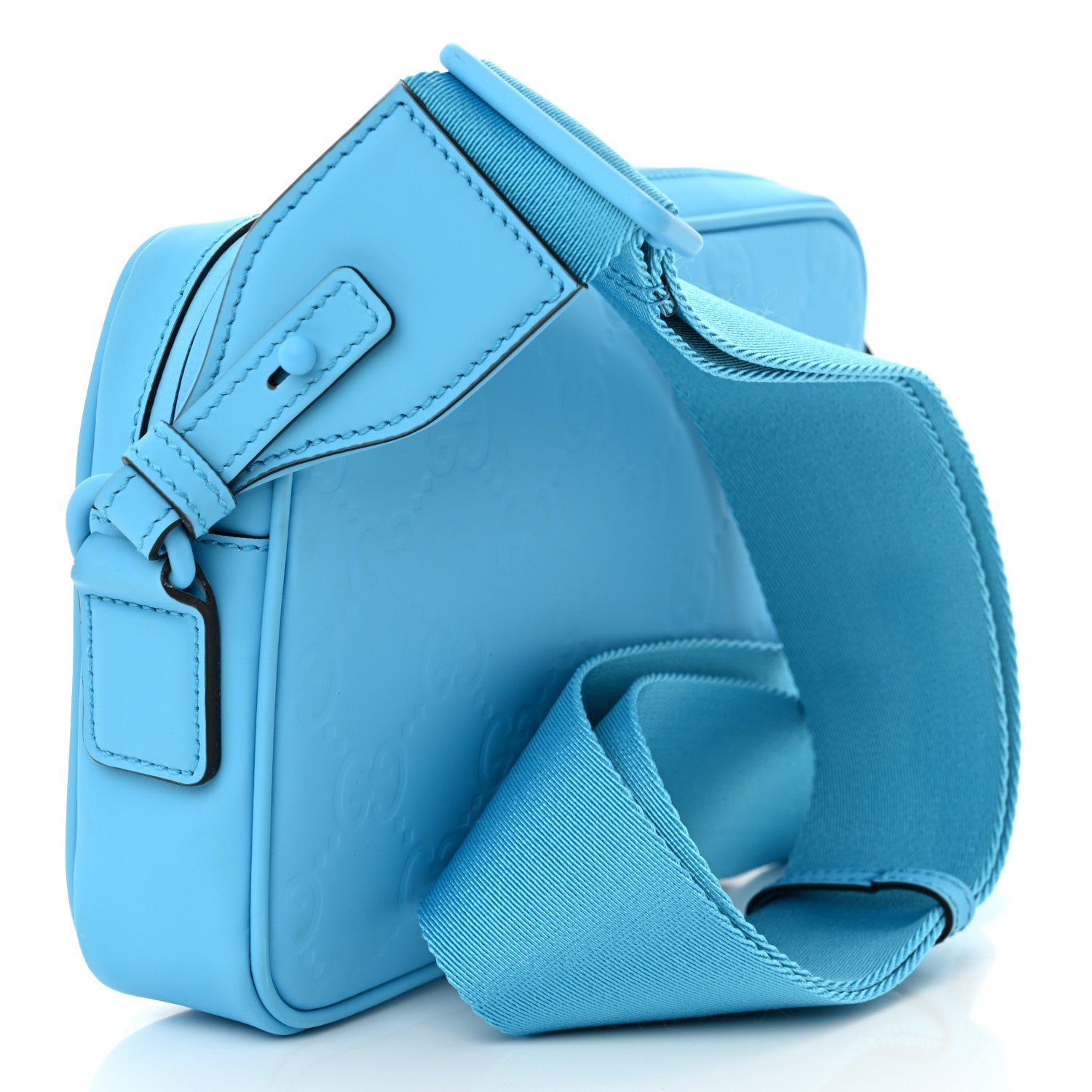 Gucci Rubber Effect Monogram GG Crossbody Bag Bright Blue 3 of 11