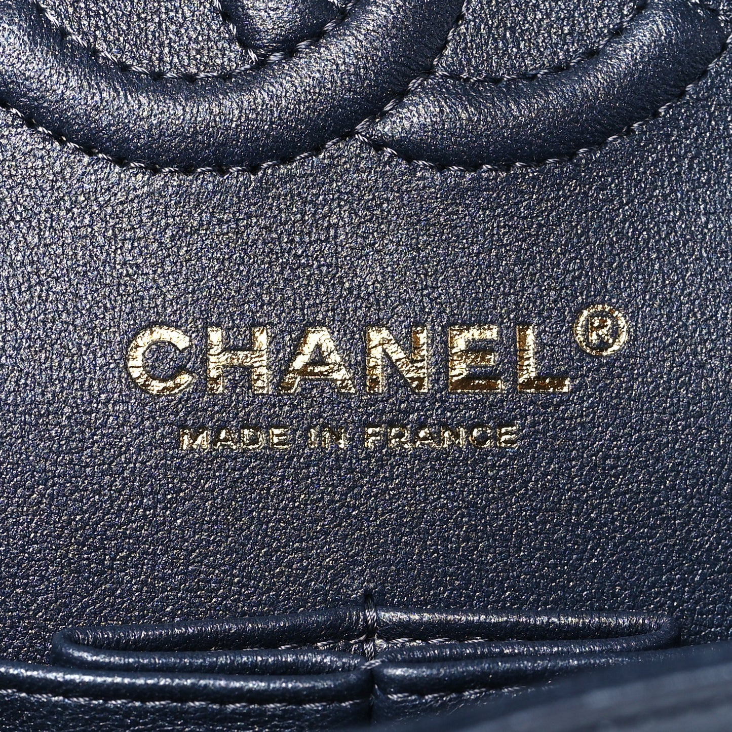 Metallic Lambskin Quilted Small Double Flap Dark Blue