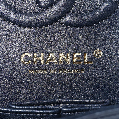 Chanel Metallic Lambskin Quilted Small Double Flap Dark Blue 6 of 9