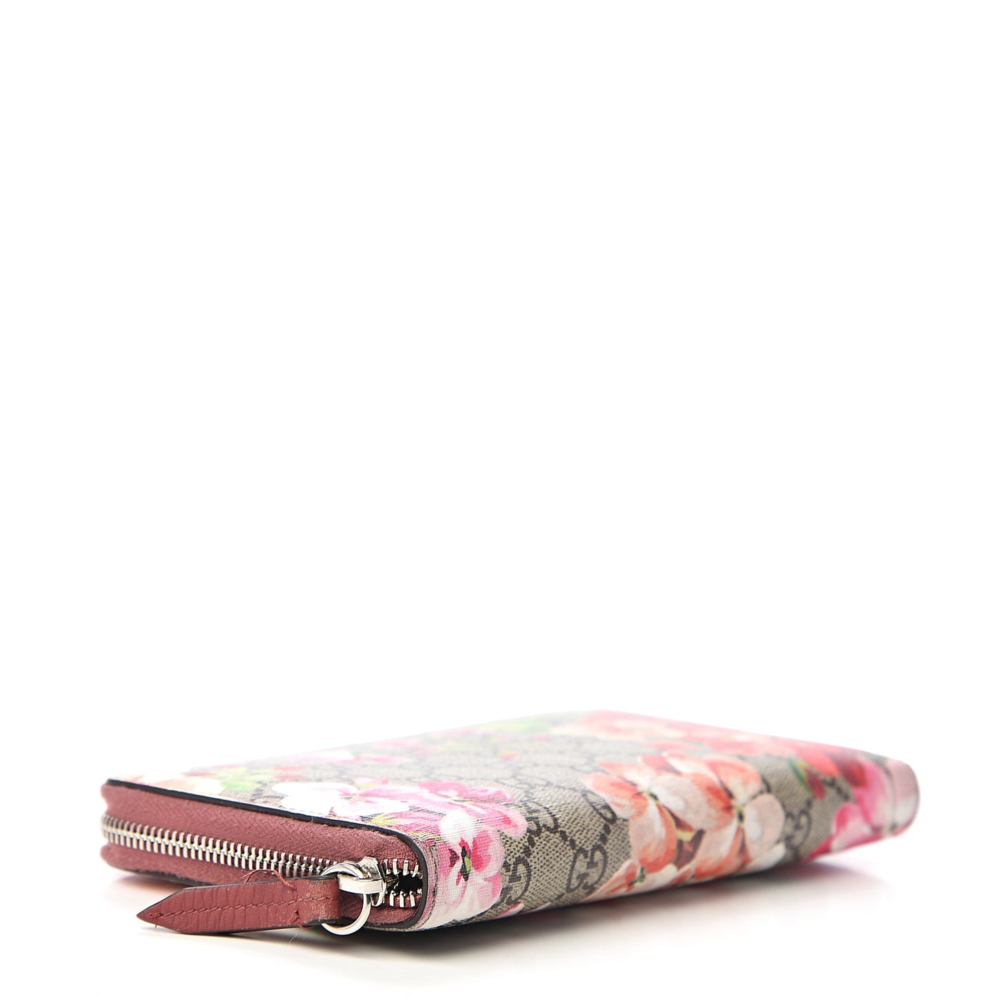 GG Supreme Monogram Blooms Zip Around Wallet Beige Multicolor Dry Rose