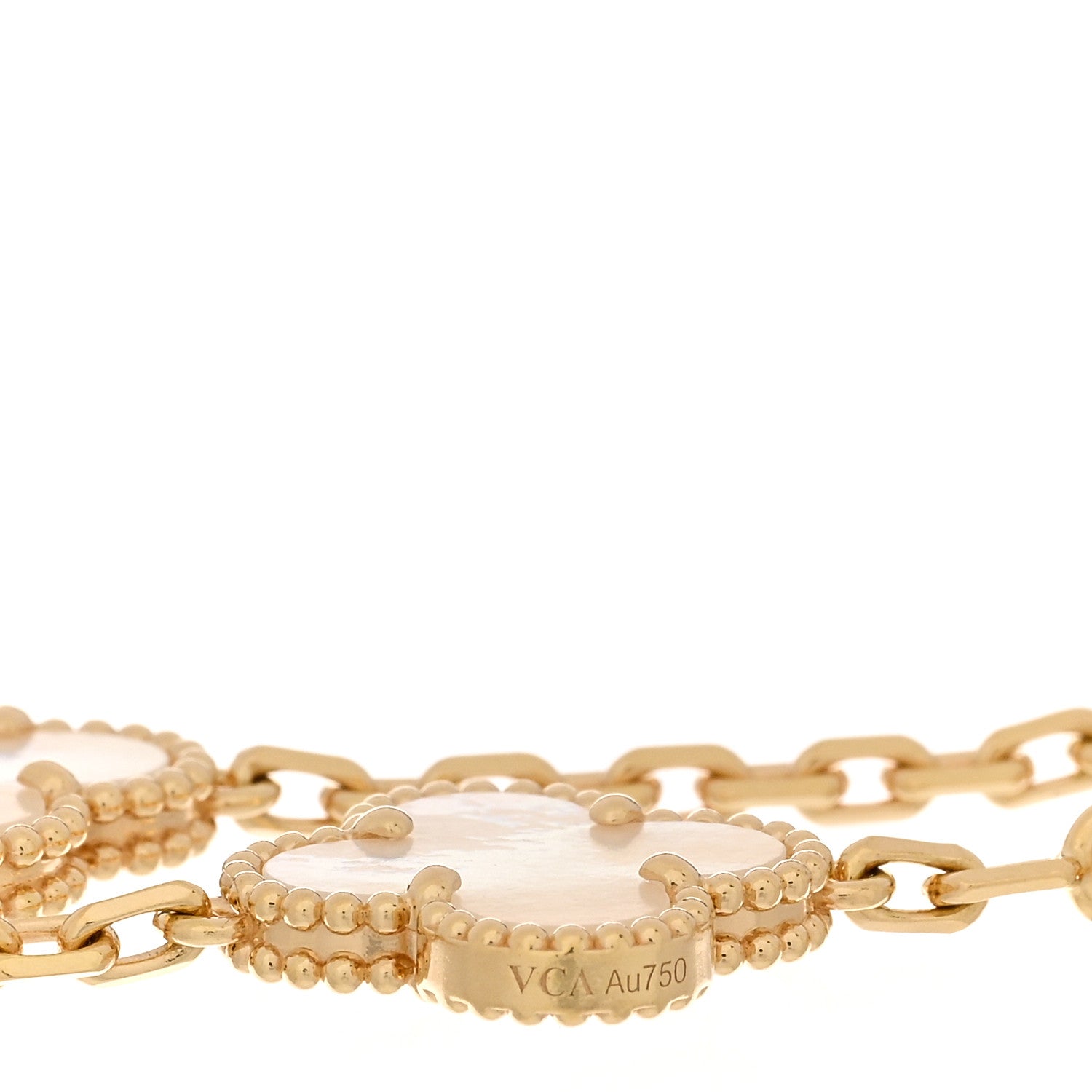 Van Cleef & Arpels 18K Yellow Gold Mother of Pearl 5 Motifs Vintage Alhambra Bracelet 4 of 5