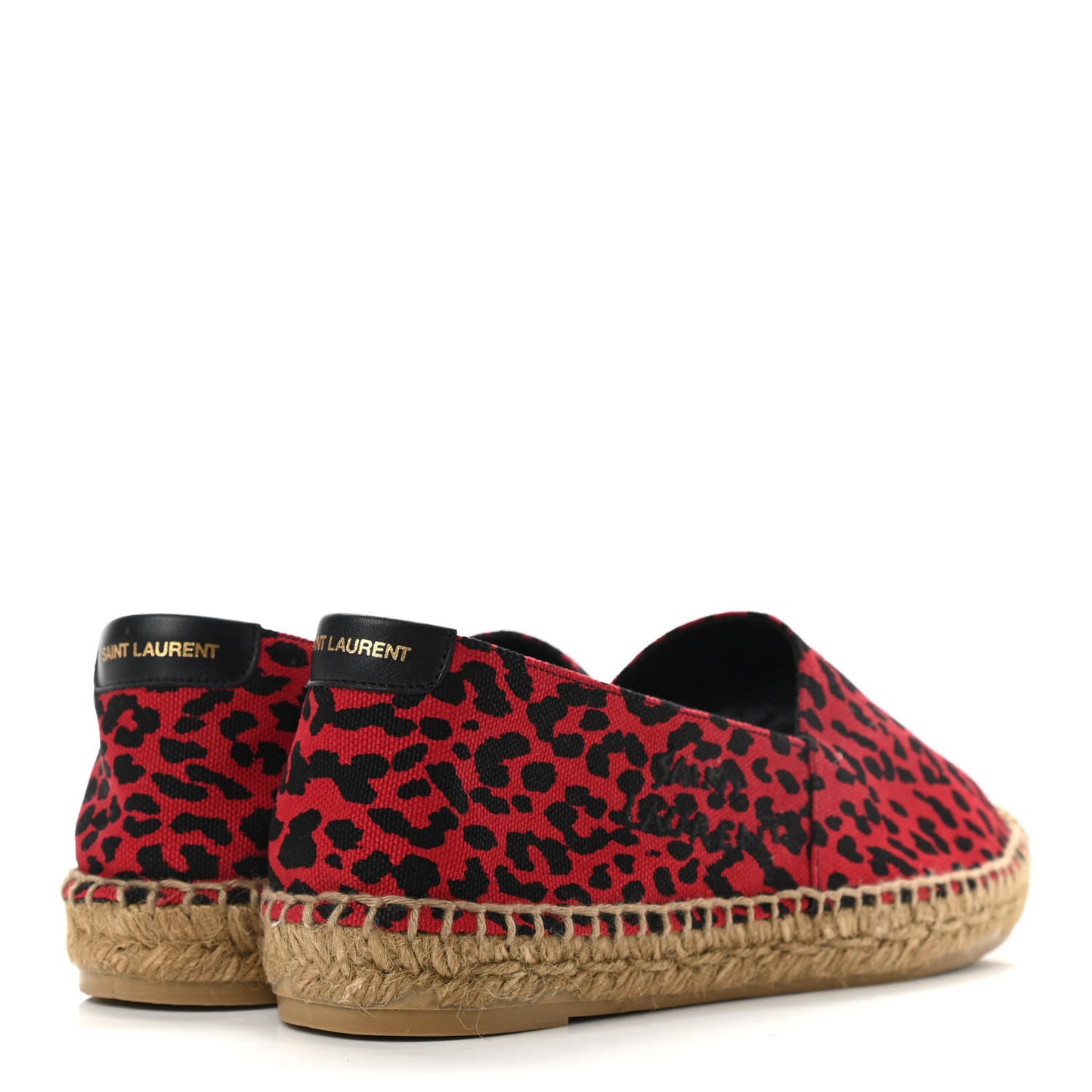 Canvas Leopard Print Espadrilles 38 Red Black