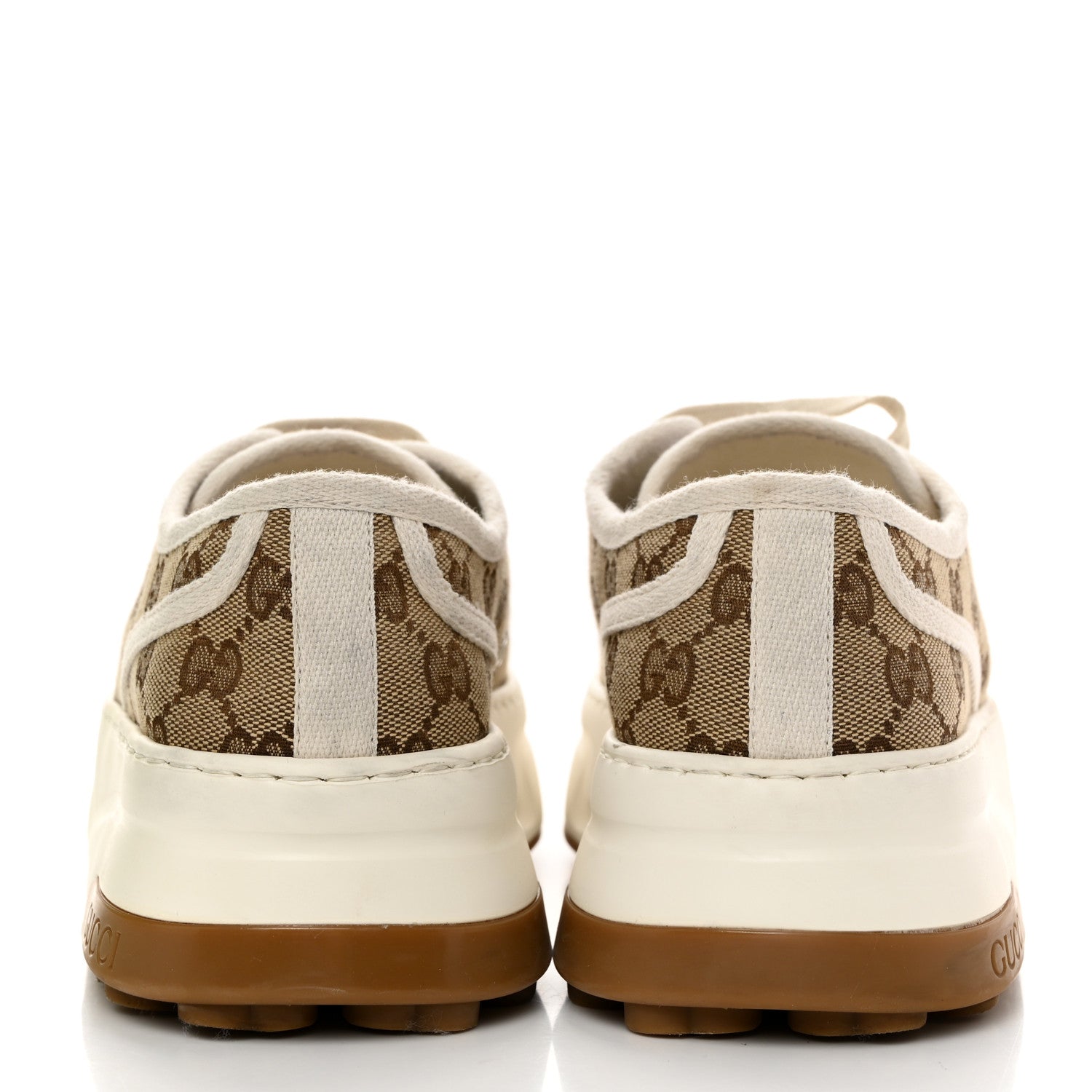 Gucci GG Monogram Womens 1977 Tennis Platform 52mm Sneakers 40 Beige Ebony Mystic White 8 of 10