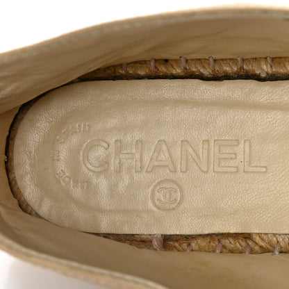 Chanel Lambskin Canvas Cap Toe Lace Up Espadrilles 37 Dark Beige Black 10 of 13