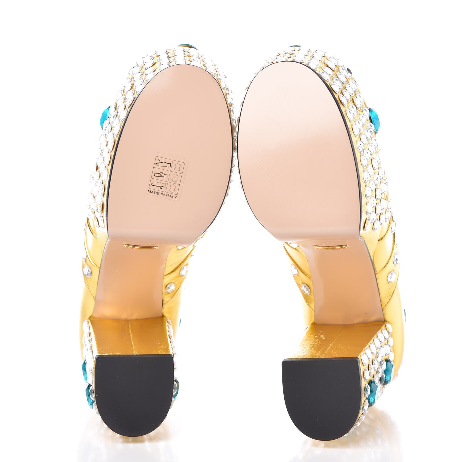 Gucci Metallic Malaga Kid Crystal Amilna Platform Loafers 36 Gold 5 of 8