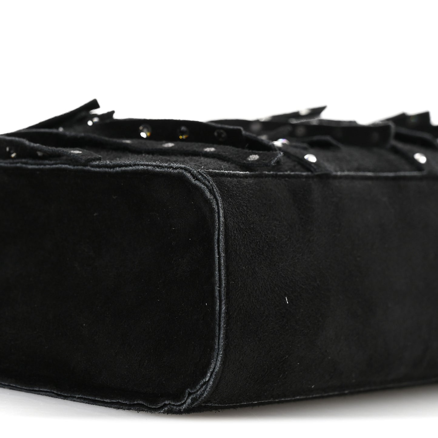 Suede Mini Fringe Tote Black