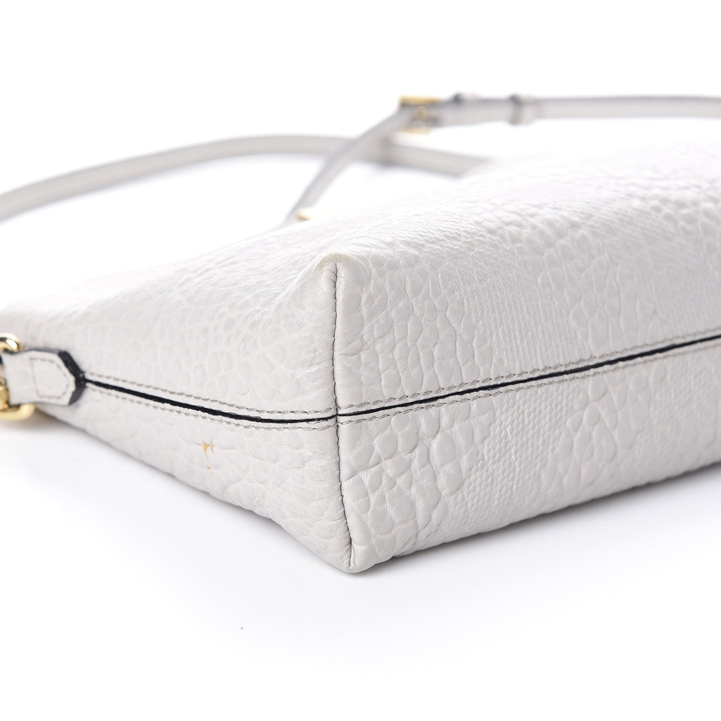 Signature Grain Calfskin Check Embossed Small Chichester Crossbody Clutch Bag Pale Grey