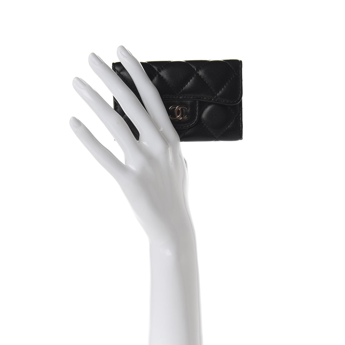 Lambskin Quilted 6 Key Holder Black