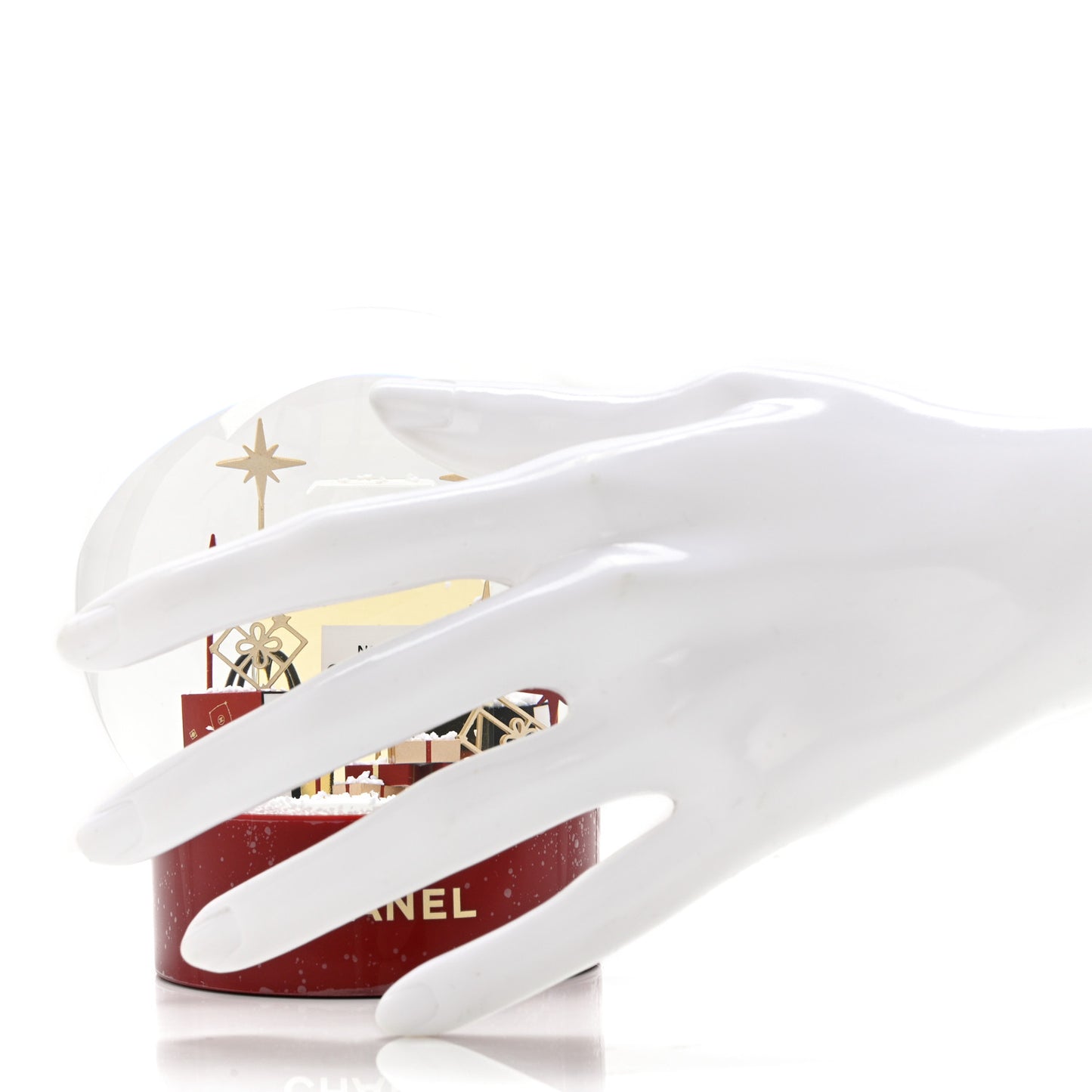 Glass N°5 Perfume Bottle Snow Globe Red