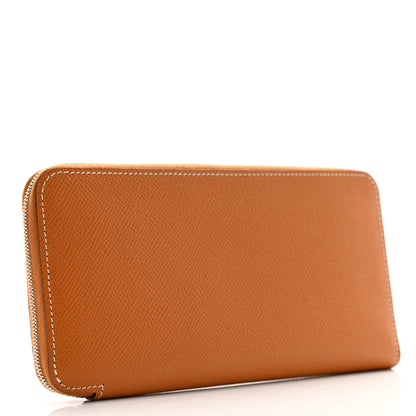 Hermes Epsom Silk'In Wallet Toffee Mykonos Bleu Ciel 3 of 11