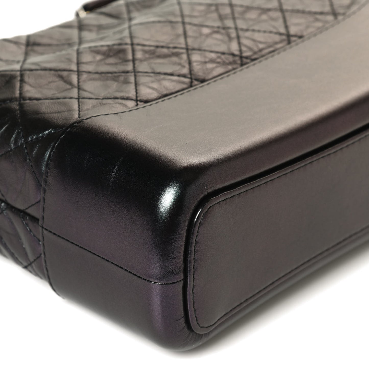 Iridescent Aged Calfskin Quilted Medium Gabrielle Hobo Black