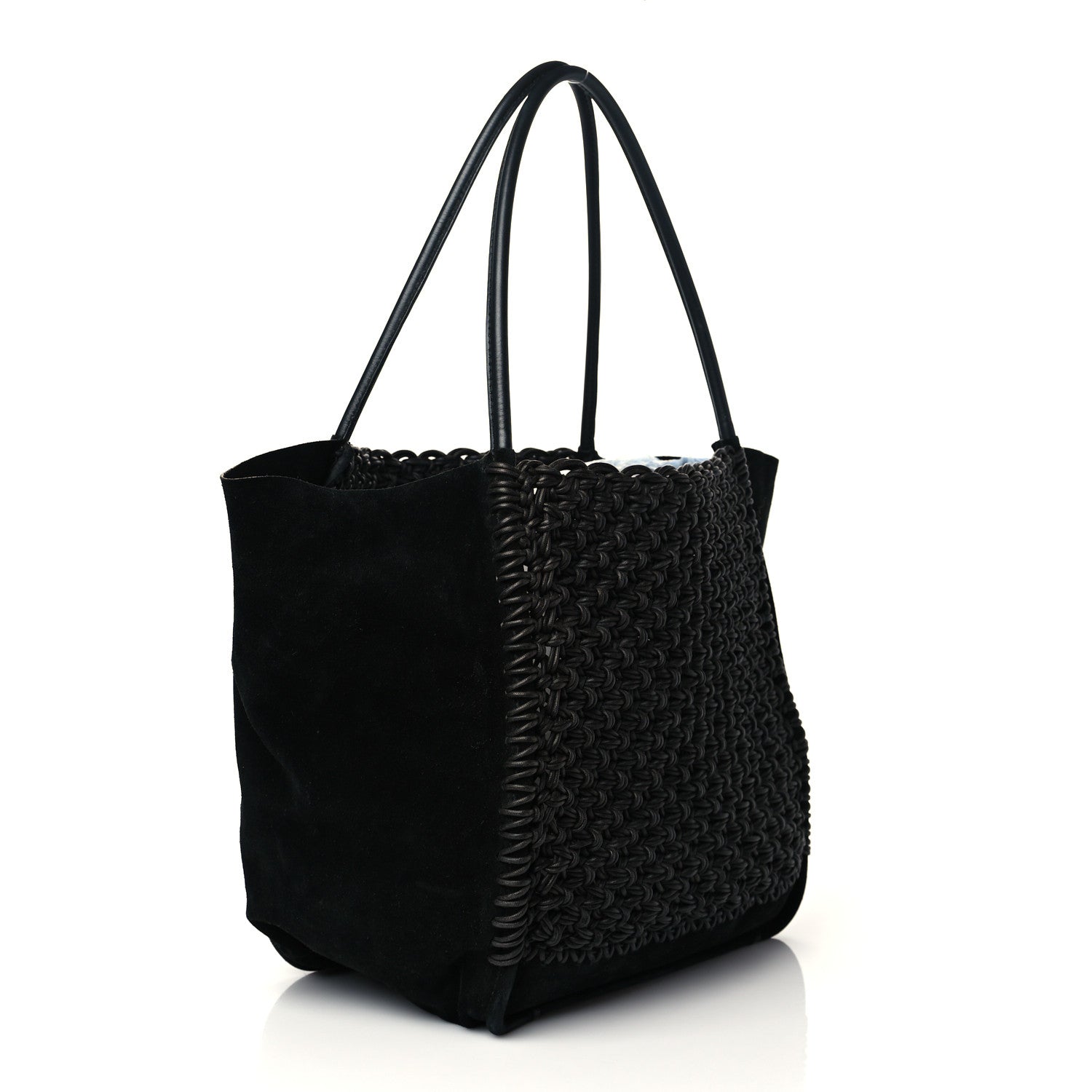 Proenza Schouler Calfskin Suede Large Macrame Tote Black 3 of 10