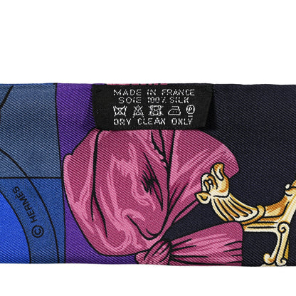 Hermes Silk Cavalleria D'Etriers Twilly Violet Bleu Rose 3 of 4