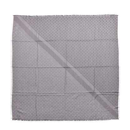 Gucci Wool Silk Monogram GGWeb Fringe Shawl Pearl Medium Grey 1 of 4