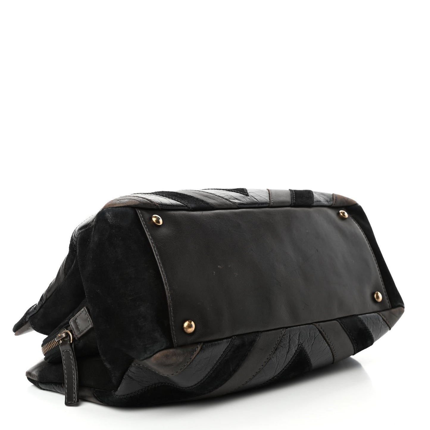 Suede Lambskin Glazed Calfskin Lady Vintage Tote Black