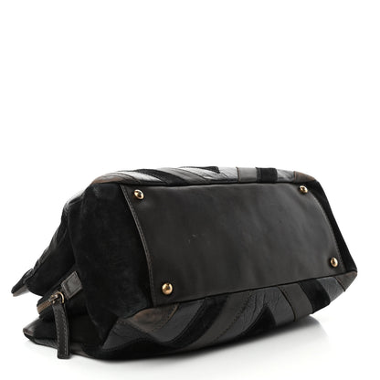 Chanel Suede Lambskin Glazed Calfskin Lady Vintage Tote Black 3 of 5