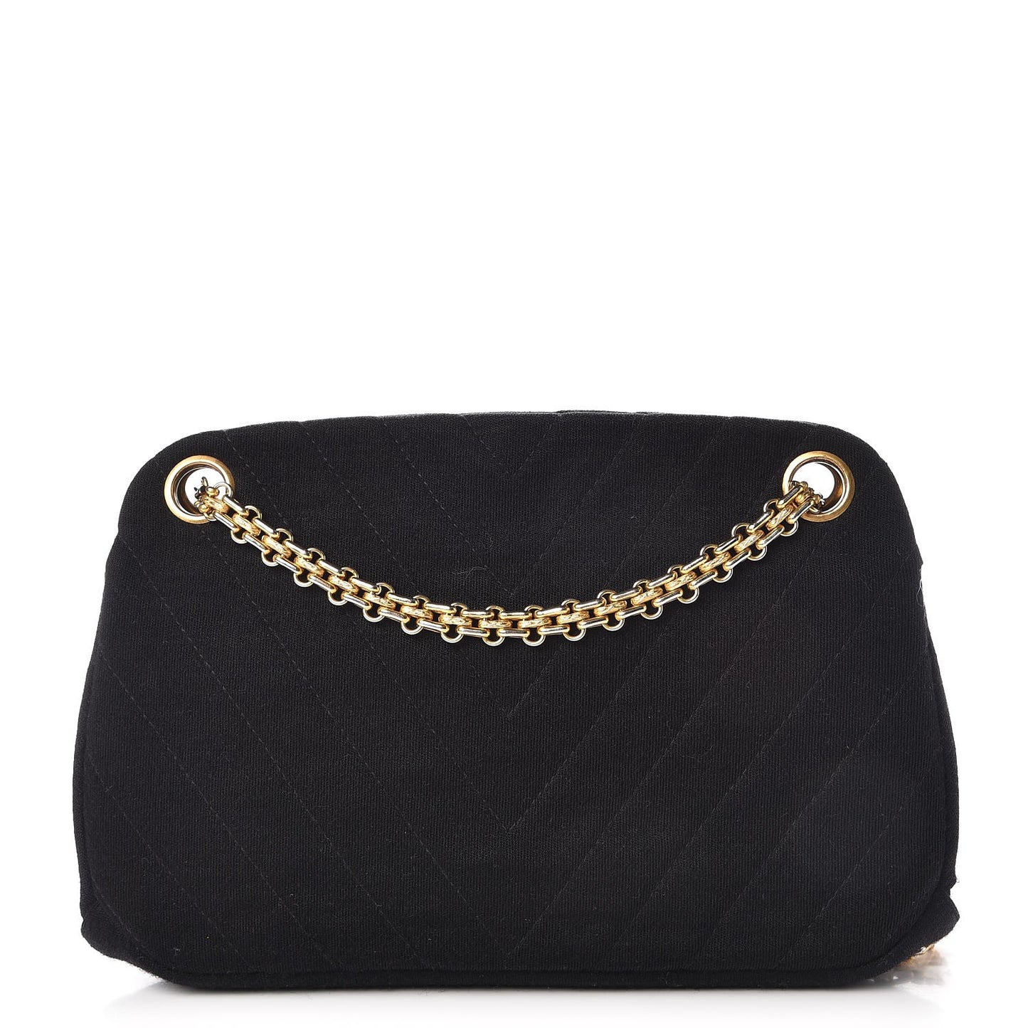 Vintage Jersey Chevron Quilted Frame Shoulder Bag Black