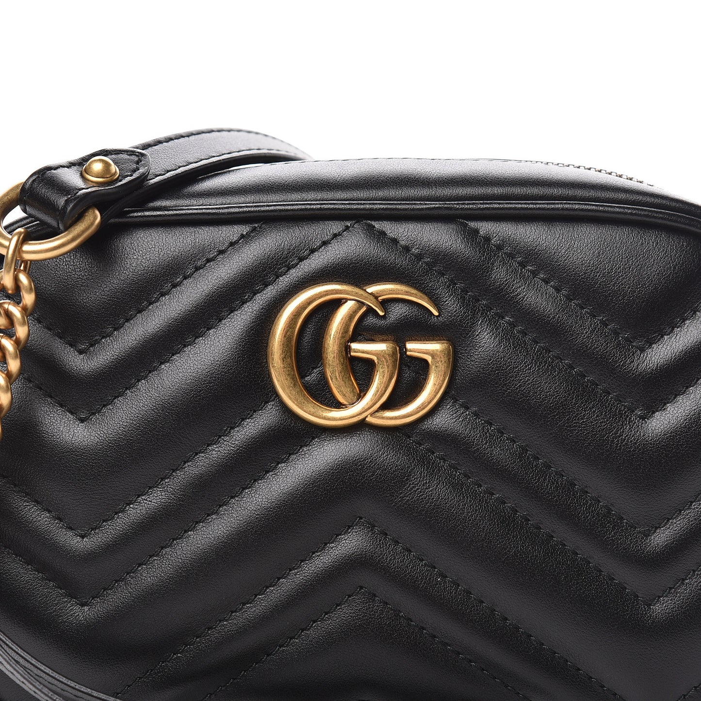 Calfskin Matelasse Mini GG Marmont Chain Shoulder Bag Black