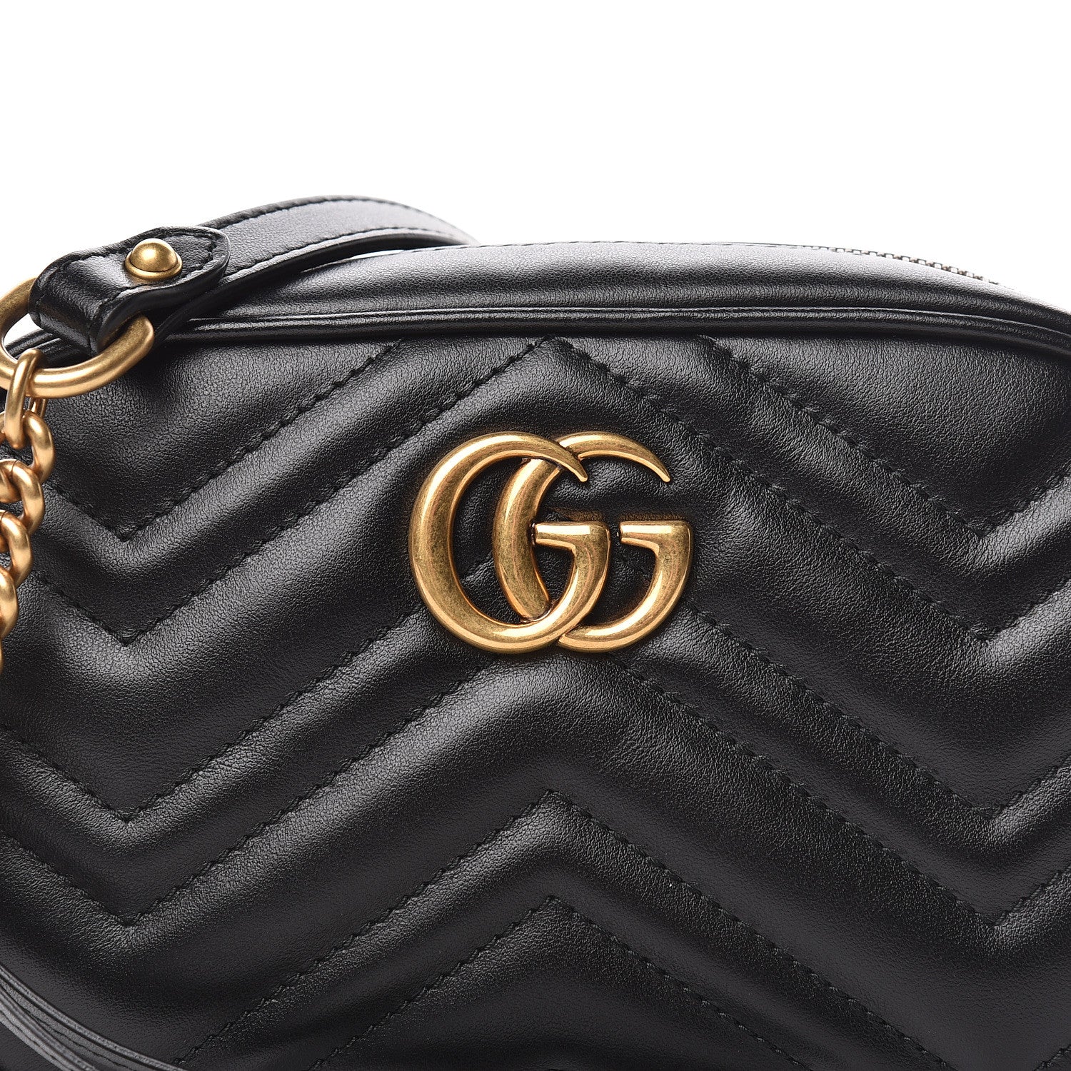 Gucci Calfskin Matelasse Mini GG Marmont Chain Shoulder Bag Black 10 of 11