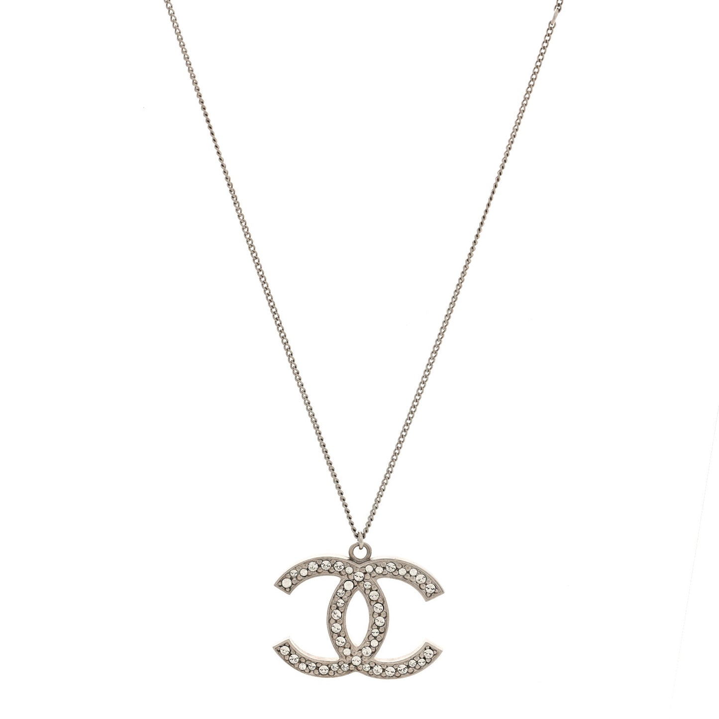 Crystal Large CC Necklace Silver