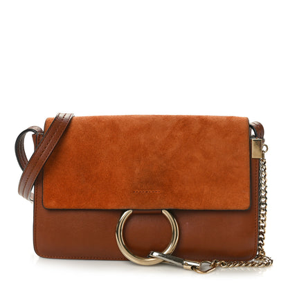 Chloe Suede Calfskin Small Faye Shoulder Bag Tobacco 1 of 11
