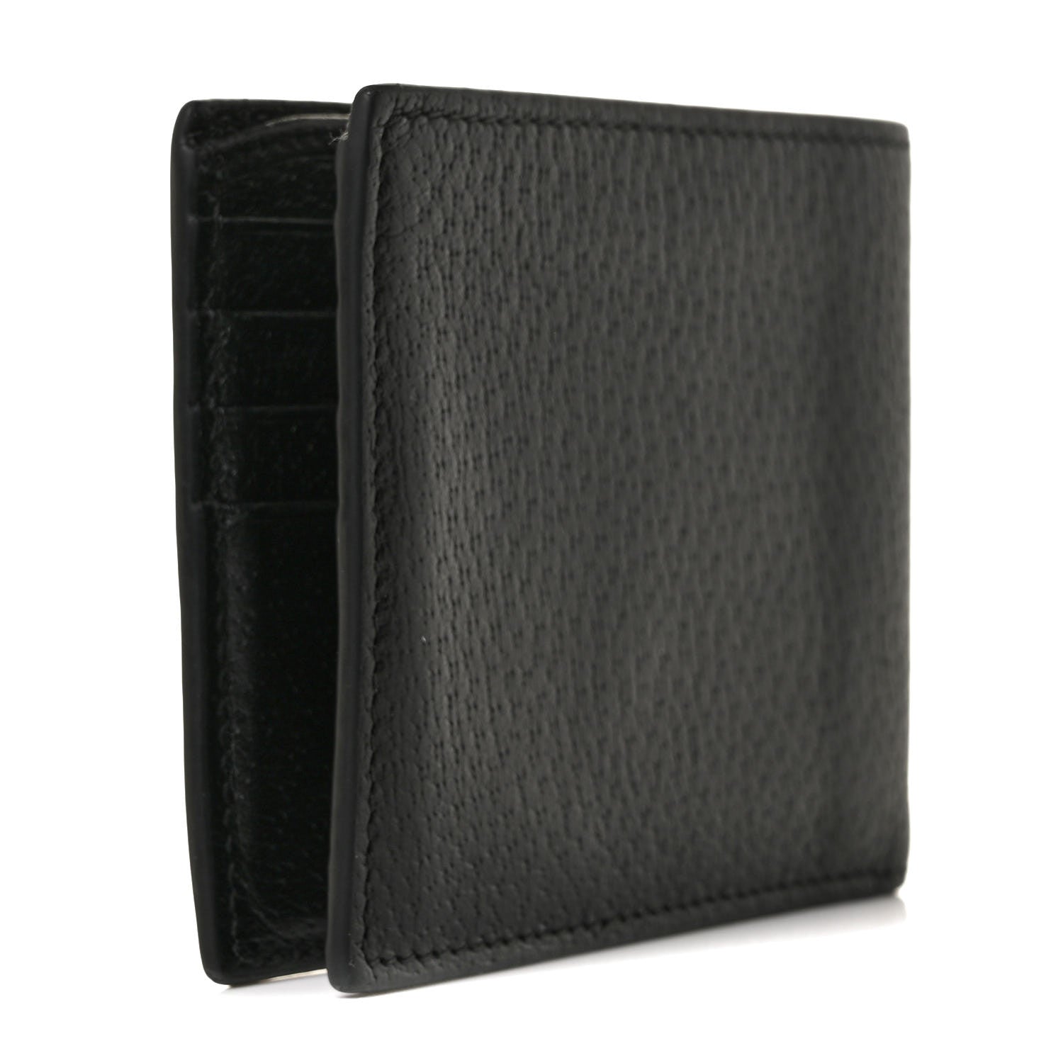 Gucci Calfskin Boar Effect GG Marmont Bi-Fold Wallet Black 3 of 8