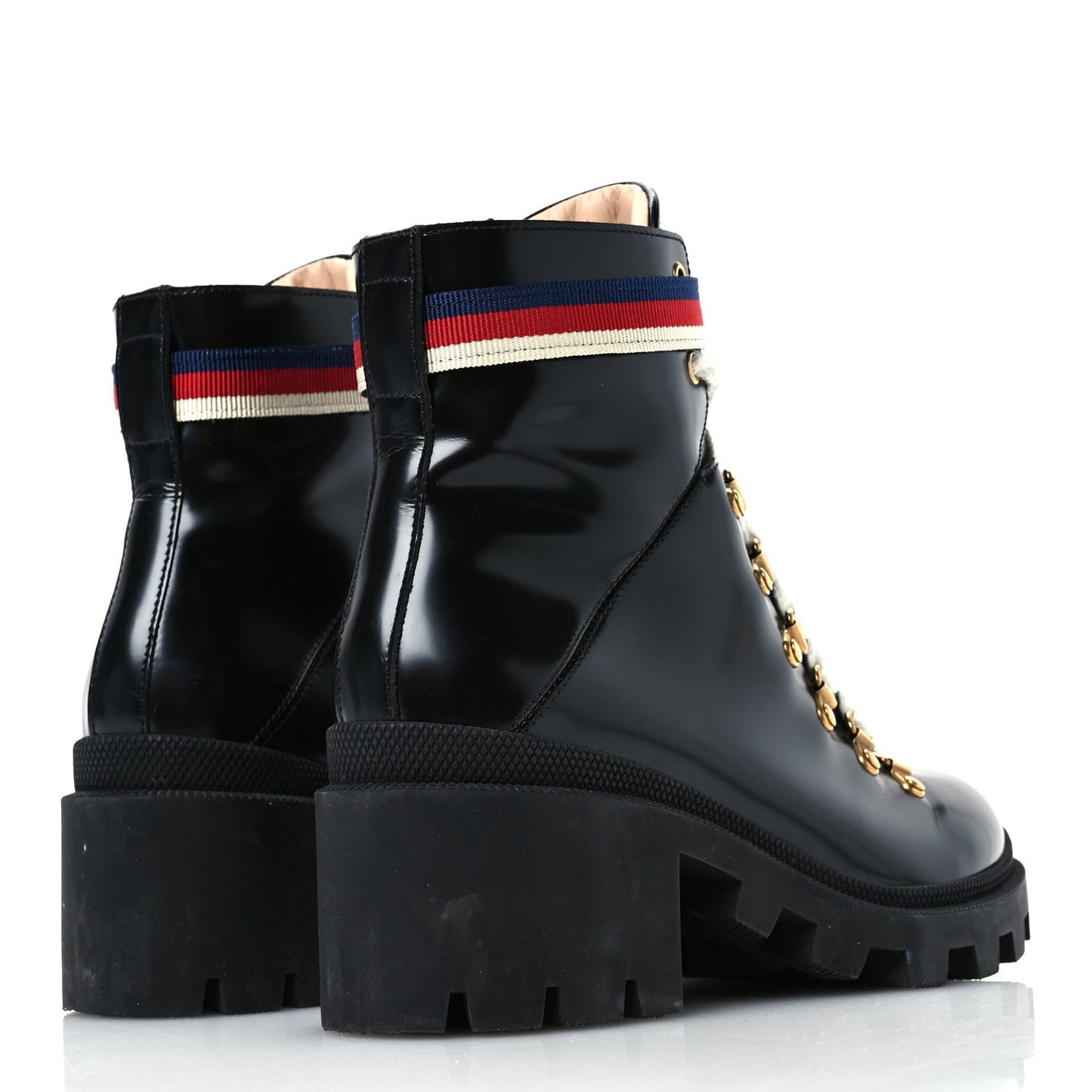 Calfskin Sylvie Web Womens Lace Up Combat Boots 39.5 Black