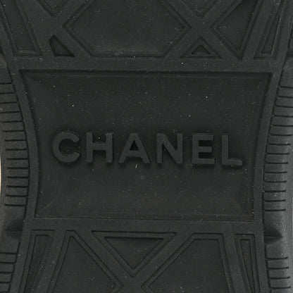 Chanel Suede Calfskin Embroidered CC Sneakers 42 Beige Black 6 of 9