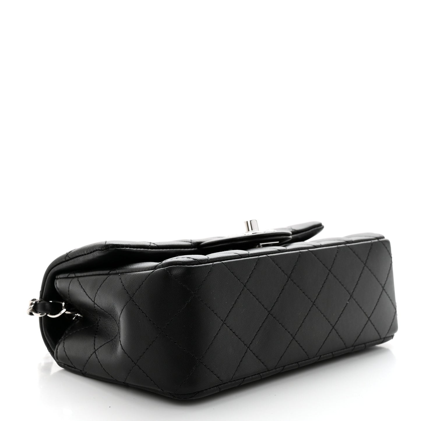 Lambskin Quilted Mini Rectangular Flap Black