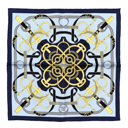 Hermes Silk Eperon D'Or Scarf 45 Marine Ciel Gold 1 of 6