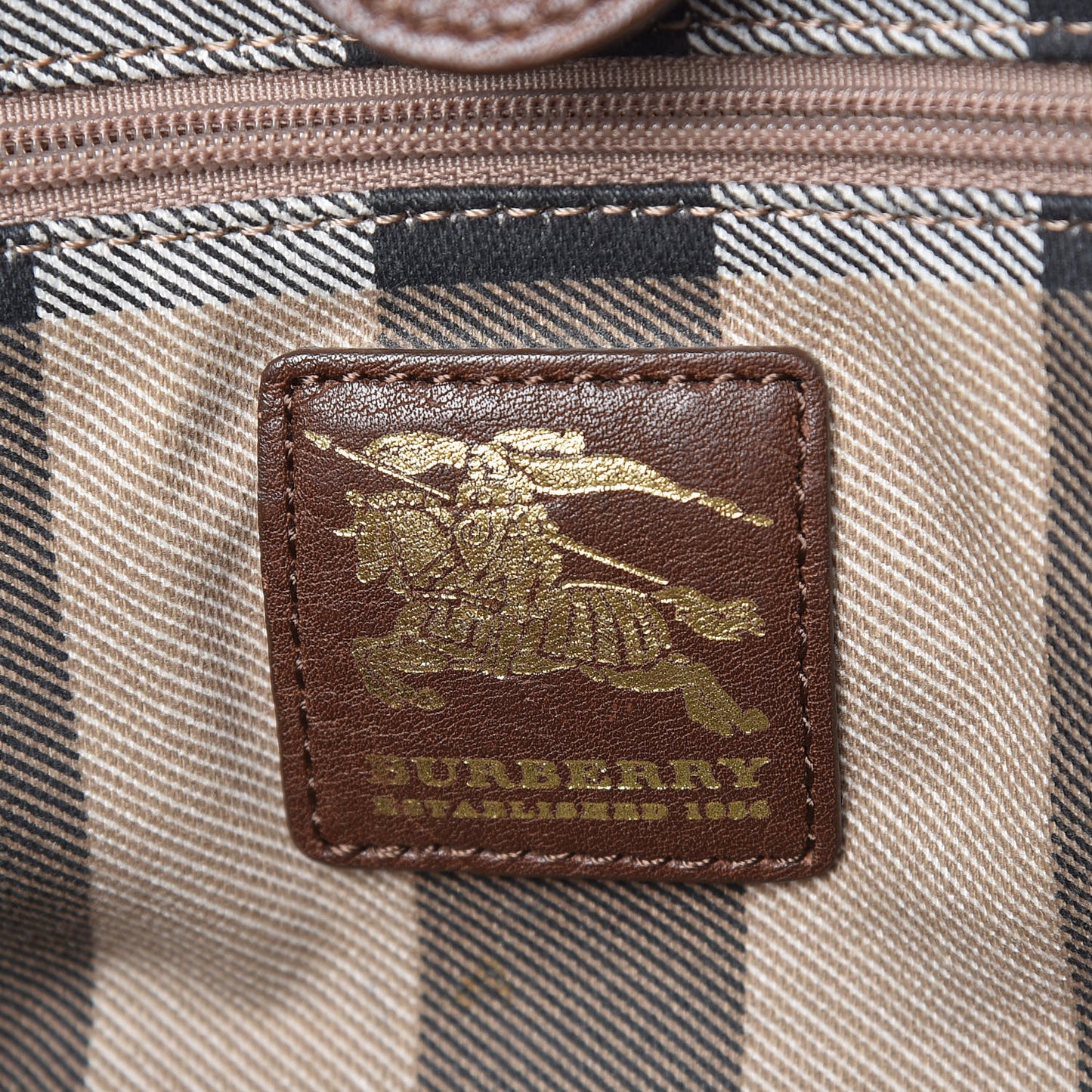 Canvas Calfskin Logo Tote Brown