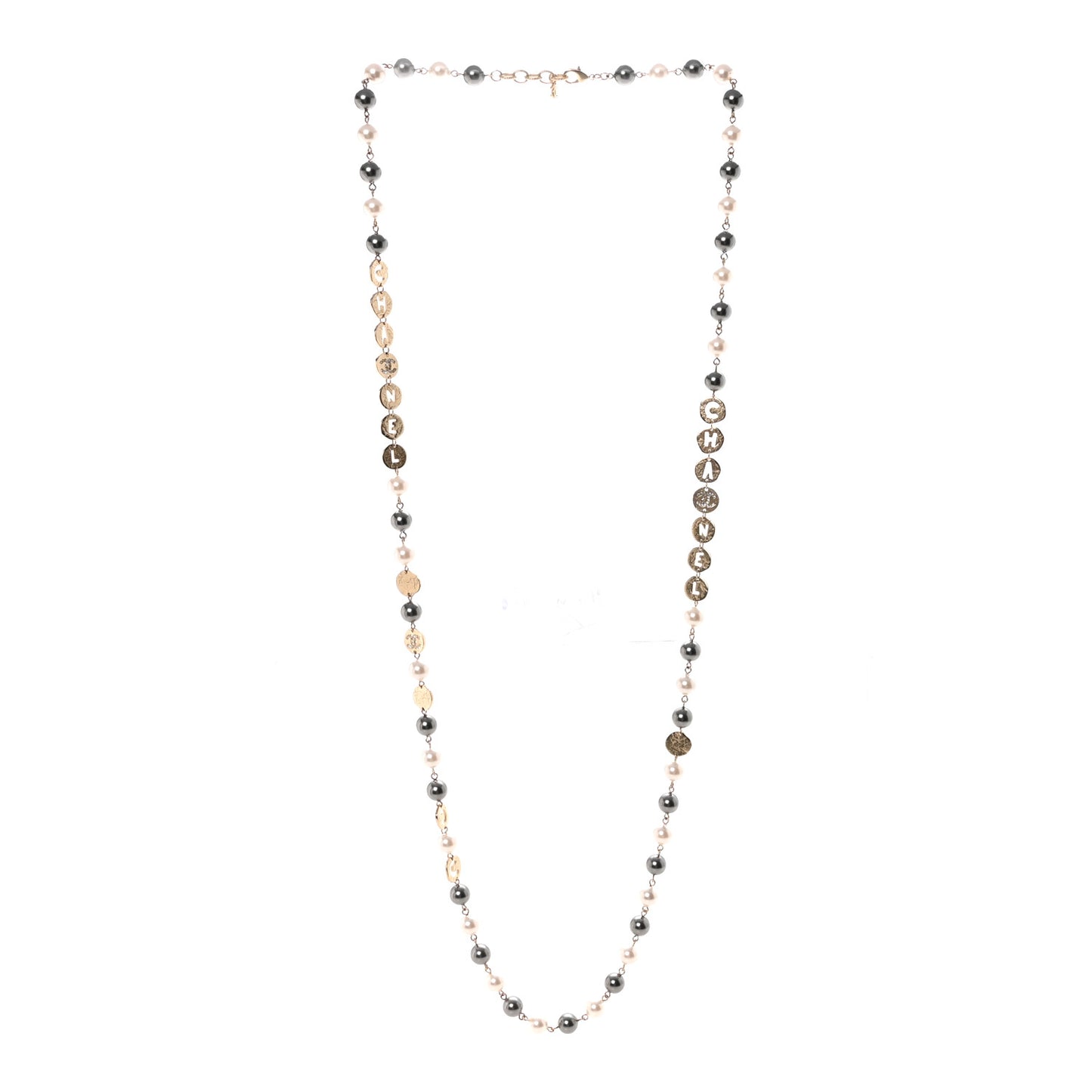 Pearl Papyrus Long Necklace Gold Pearly White Gold