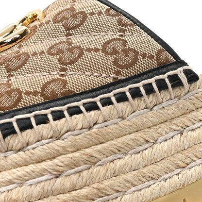 Gucci Monogram Matelasse Diagonal GG Marmont Platform Espadrille Slide Sandals 36 Beige Ebony Black 10 of 10