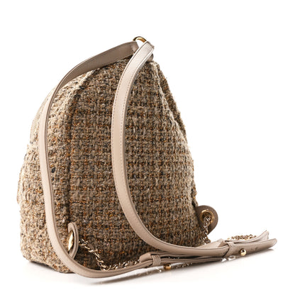 Chanel Tweed Front Pocket Backpack Beige 3 of 10