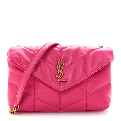 Saint Laurent Lambskin Quilted Toy Loulou Puffer Monogram Chain Satchel Bubblegum 1 of 10