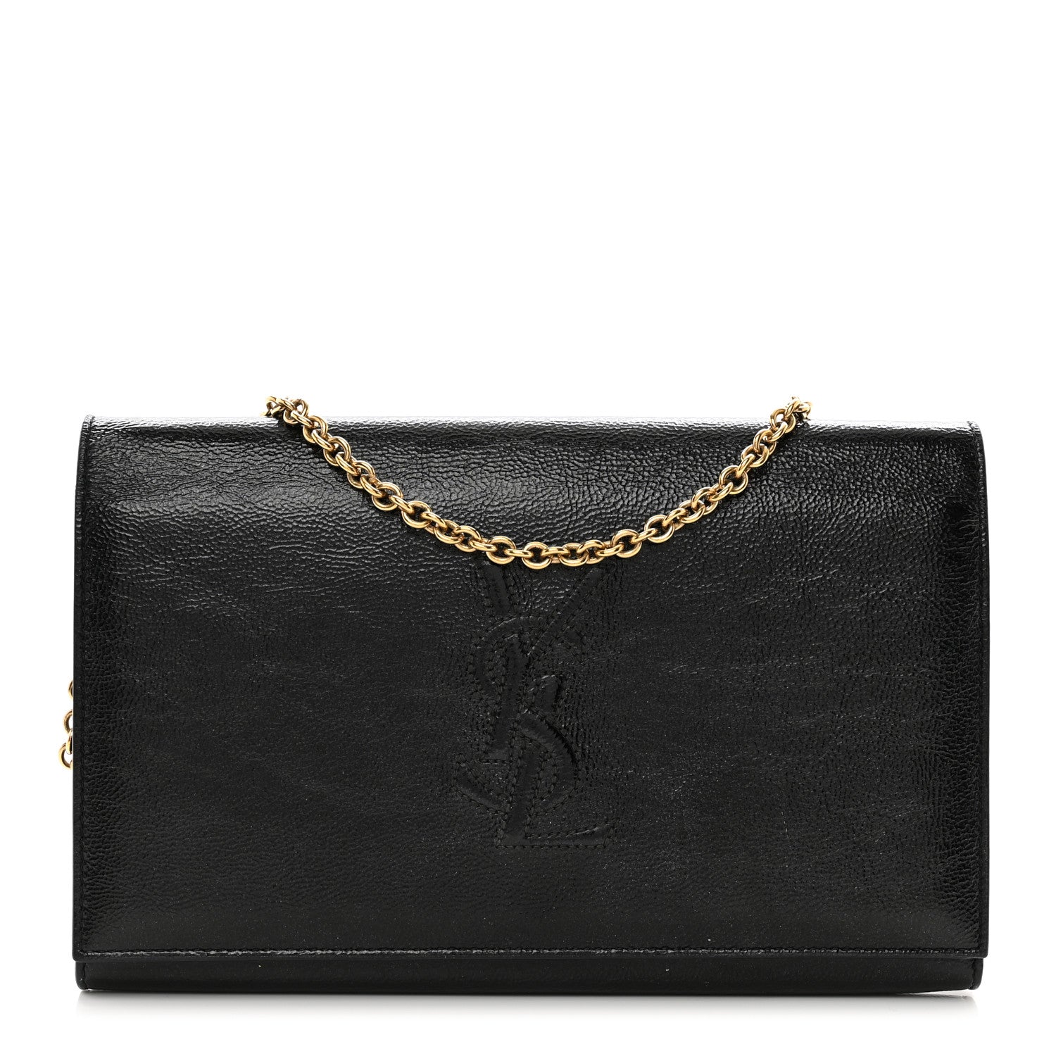 Saint Laurent Textured Patent Belle de Jour Chain Clutch Black 1 of 11