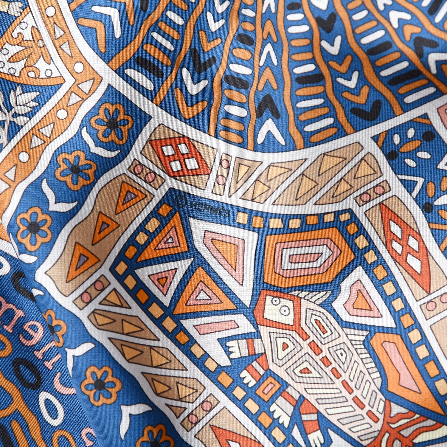Hermes Silk Les Chemins Secrets Scarf 140 Petrole Beige Marine 4 of 4
