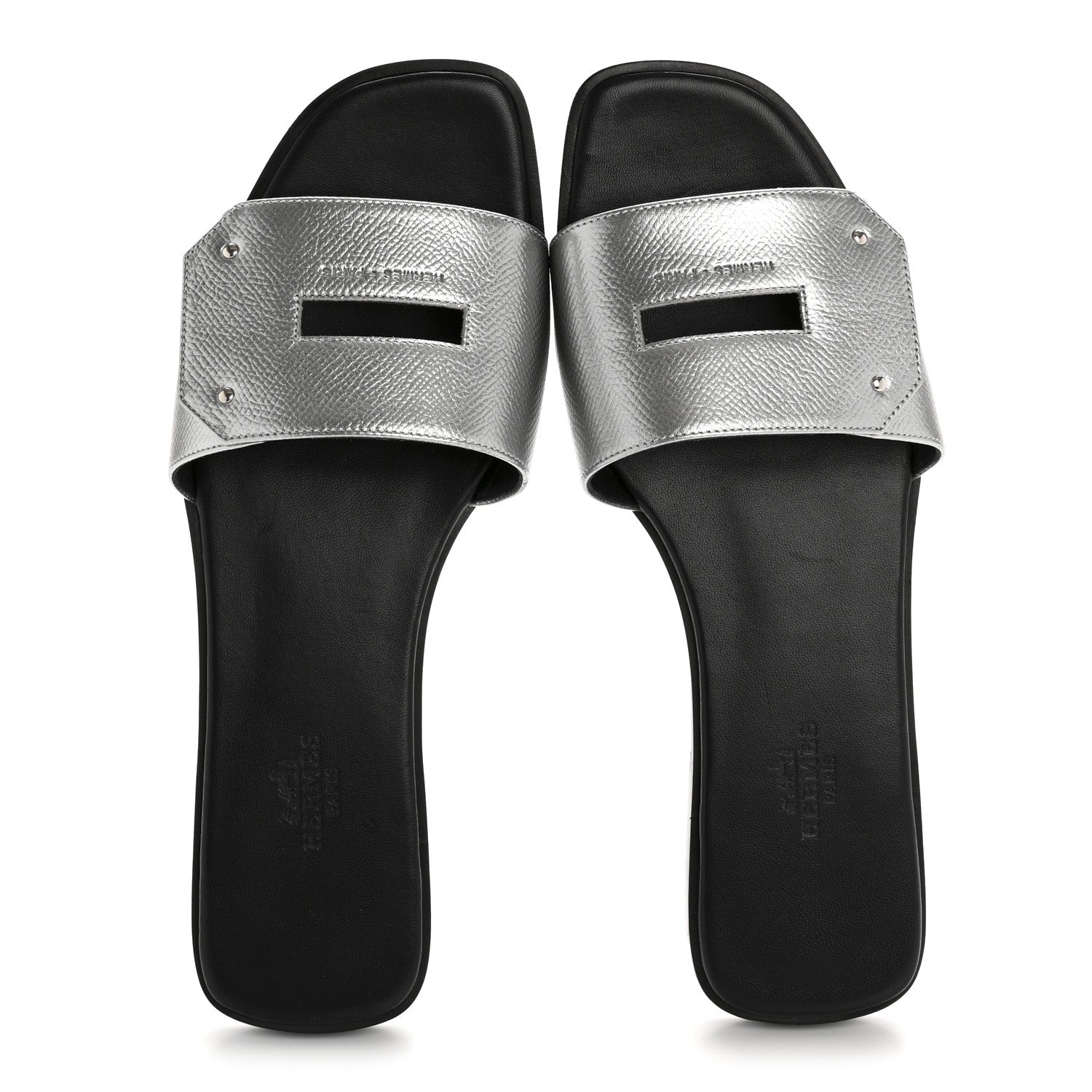 Hermes Epsom View Sandals 38 Argent 2 of 9