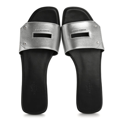 Hermes Epsom View Sandals 38 Argent 2 of 9