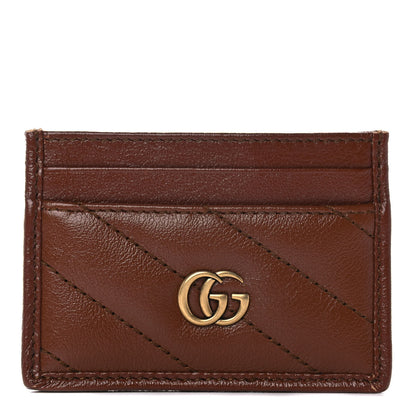 Gucci Azalea Calfskin Matelasse Diagonal GG Marmont Card Holder Cuir 1 of 11