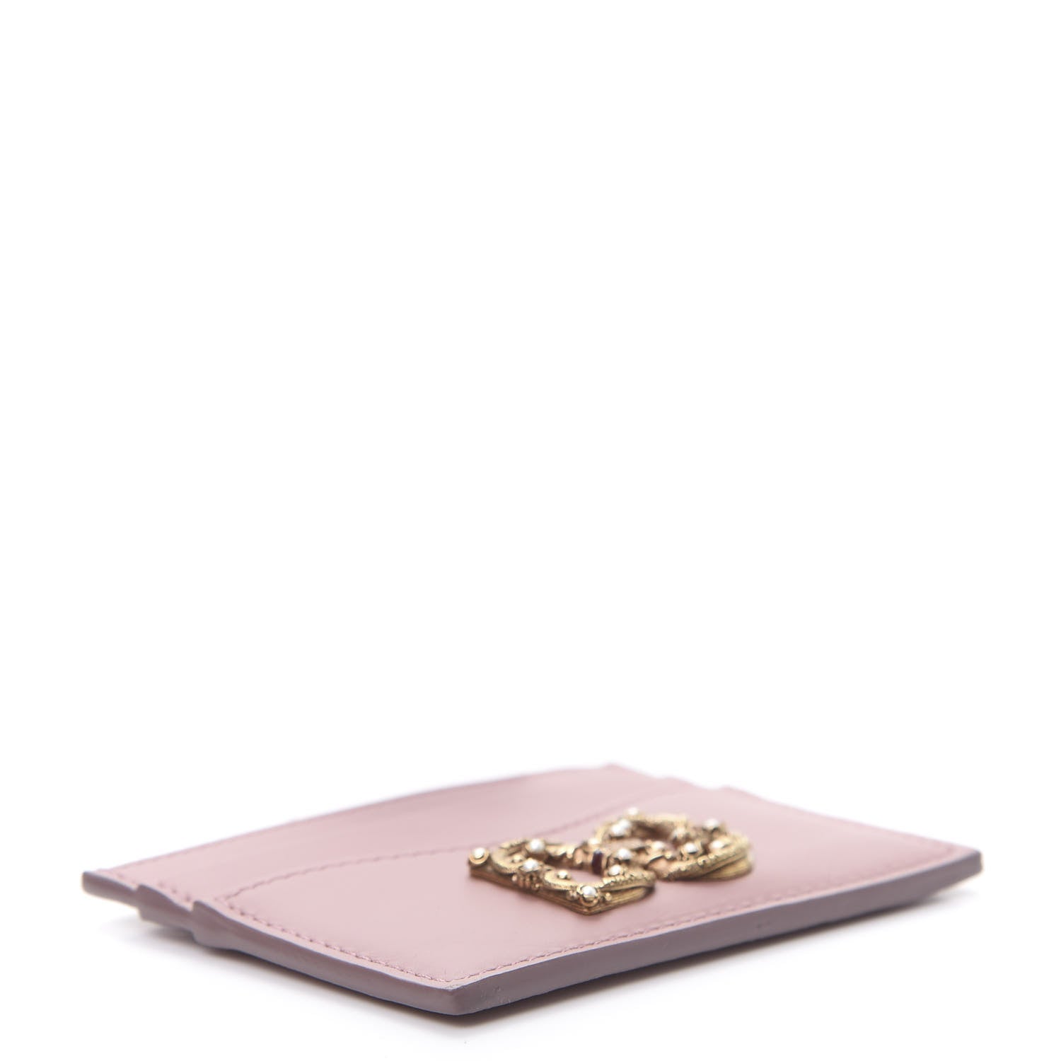 Dolce & Gabbana Vitello Morbido Pearl Logo Card Holder Rosa Polvere 4 of 7