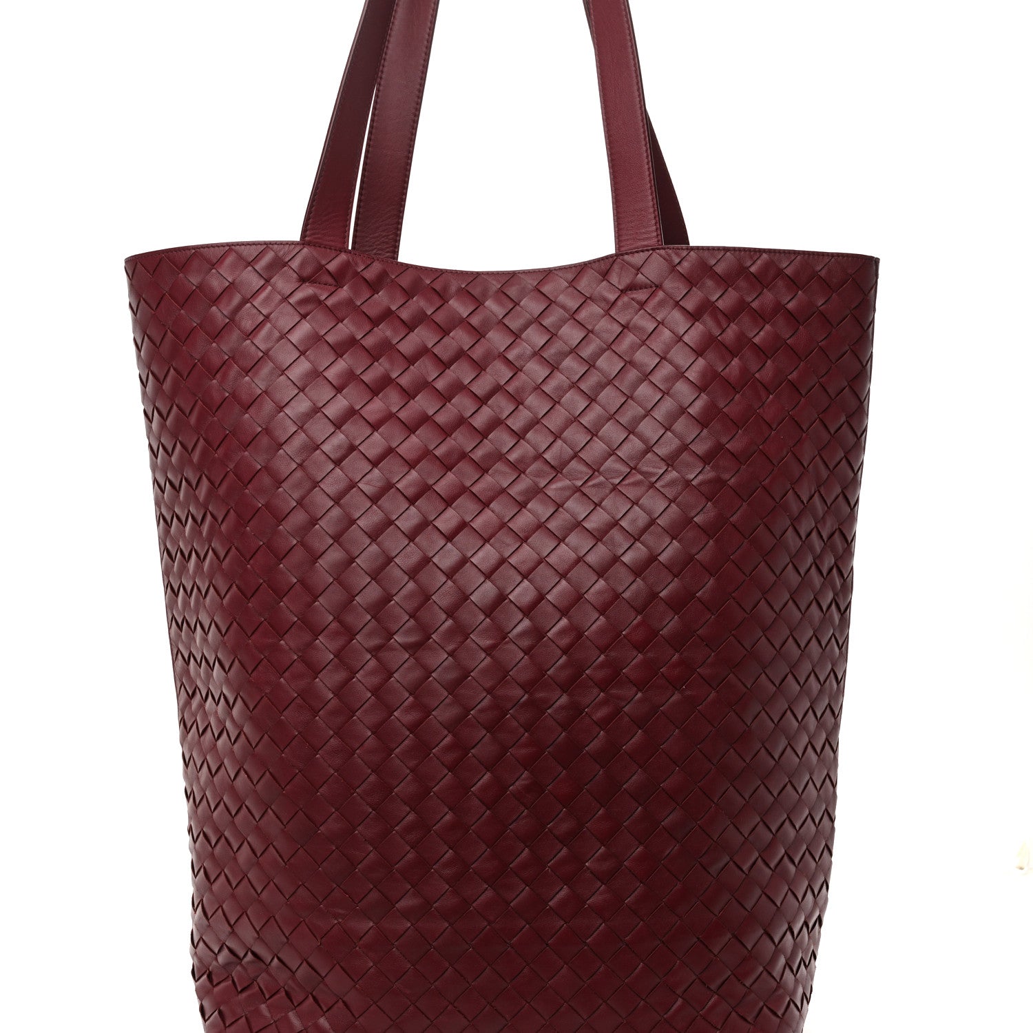 Bottega Veneta Calfskin Intrecciato Large North South Tote Bag Burgundy 8 of 11