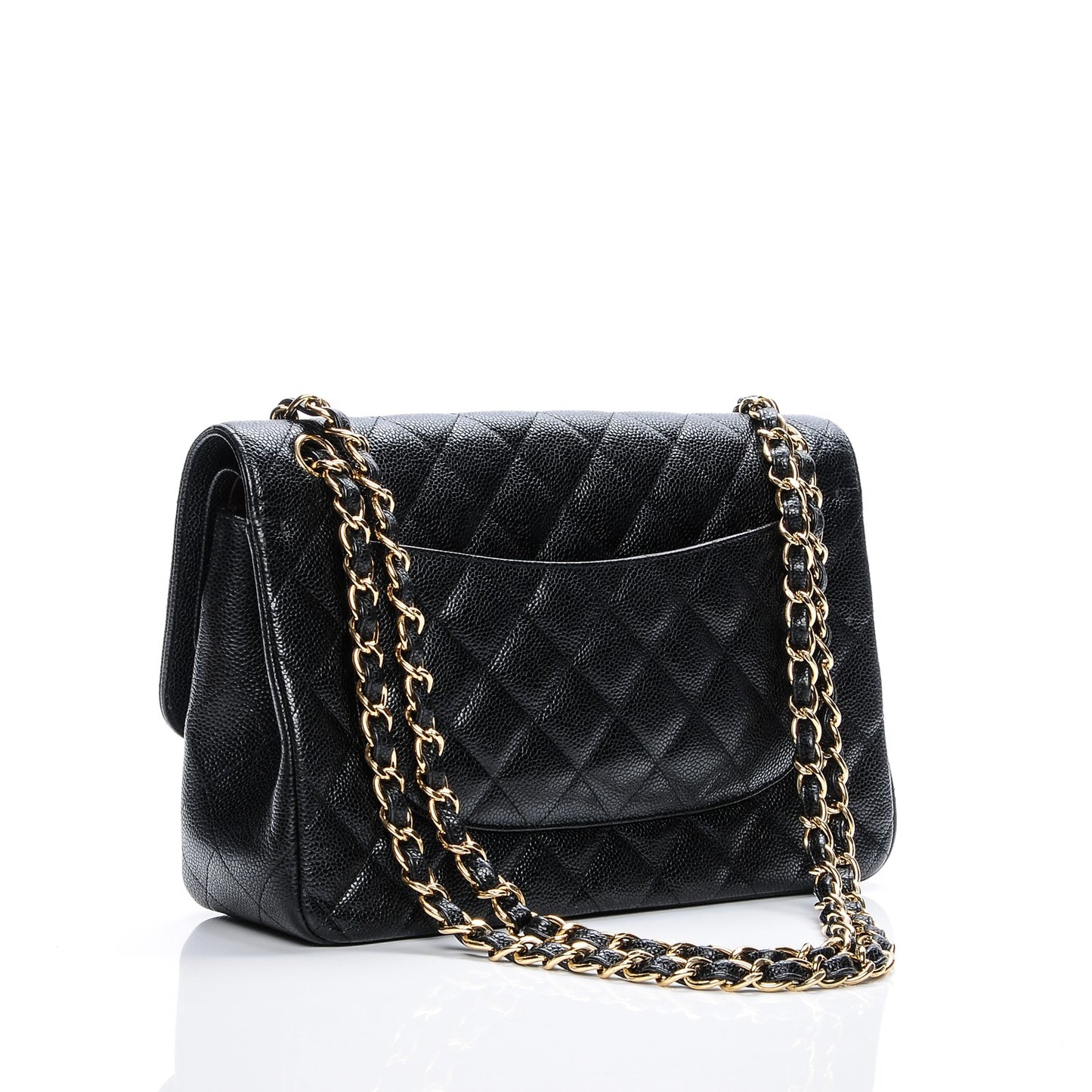 Caviar Quilted Jumbo Double Flap Black