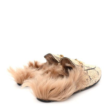 Gucci Snakeskin Fur Womens Princetown Slippers 37.5 Black Natural 5 of 9