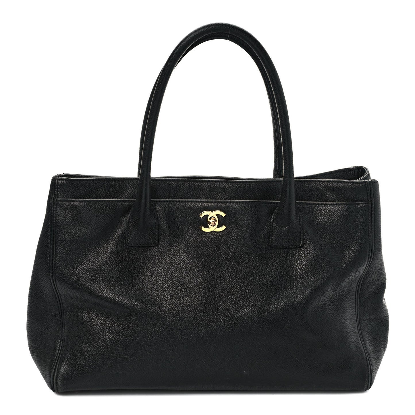 Calfskin Cerf Executive Shopper Tote Black