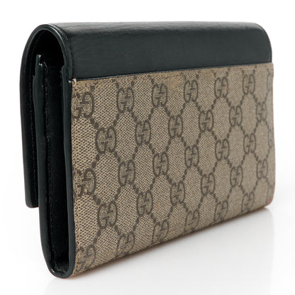 Gucci Calfskin GG Supreme Monogram Continental Wallet Black 3 of 11