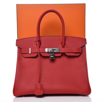 Hermes Epsom Horseshoe Birkin 30 Rouge Casaque Gris Mouette 36 of 36