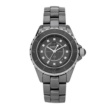 Chanel Stainless Steel Ceramic Diamond 33mm J12 Quartz Watch Black 1 of 4