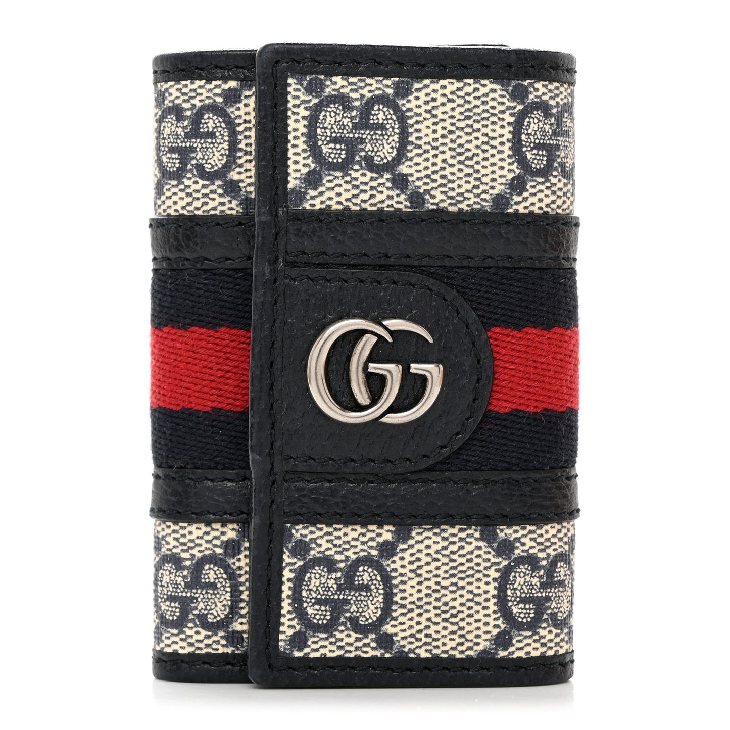 GG Supreme Monogram Web Ophidia 6 Key Holder Case Beige Blue