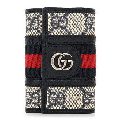 Gucci GG Supreme Monogram Web Ophidia 6 Key Holder Case Beige Blue 1 of 8